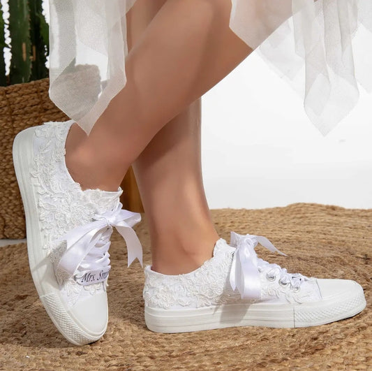 Belle - White Low-Top Wedding Converse